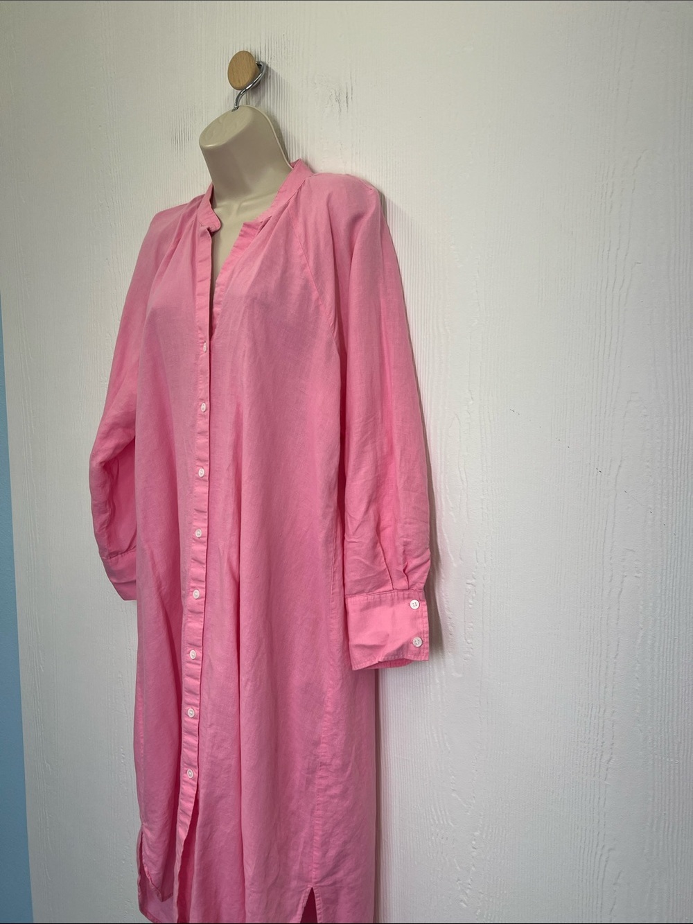 Zara - Pink Button Down Long Sleeve Oversized Lightweight Midi Dress Size Small - Picture 5 of 10